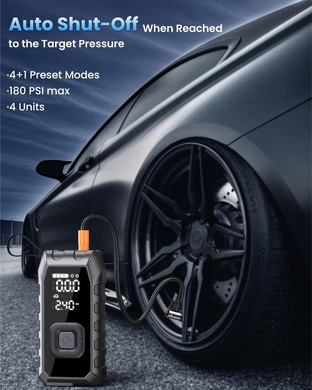 Portable Air Compressor Tire Inflator, 2X Faster Inflation Cordless Air Compr...