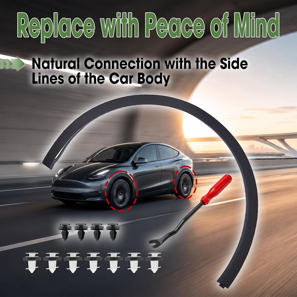 Front Left Wheel Arch Fender Flare Molding Trim Replace 149418500B 1494185-00-B 149416100B 1494161-00-B Fit for Tesla Model Y 2020 2021 2022 2023 2024 Driver Side
