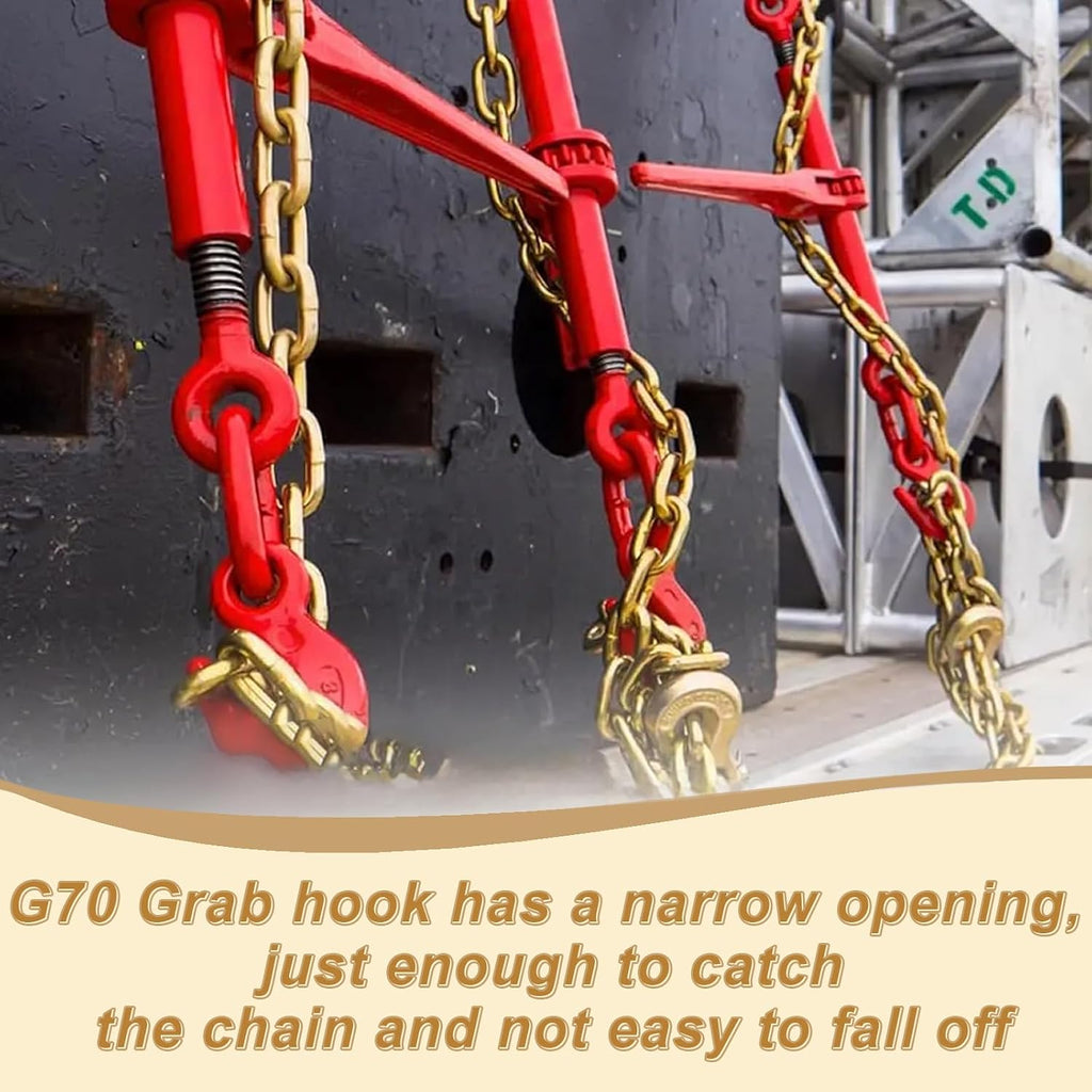 AAIN 5/16" Transport Chain, 20 ft Tie Down Chains for Trailers G80 Tow Chain for Load Tie-Down Fixed Cargo Flatbed Truck Heavy Duty Safety Chains with Clevis Grab Hooks G70-4,900 lbs WLL