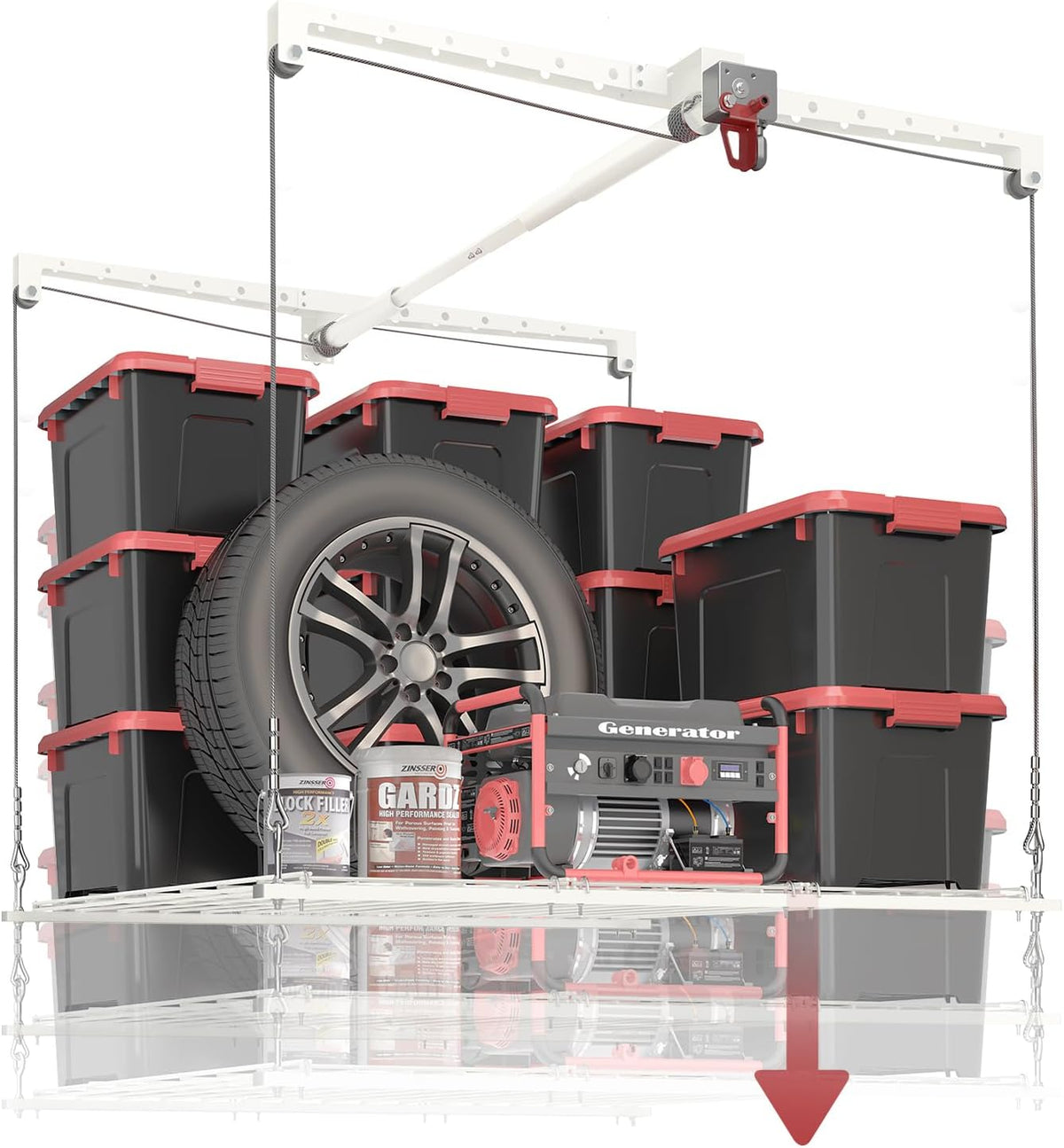 overhead garage storage rack, adjustable heavy-duty 4x4 ft, main product view