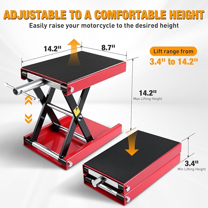 Nilight Motorcycle Lift Jack 1100 LBS Scissor Jack Stand Lift from 3.4" ...