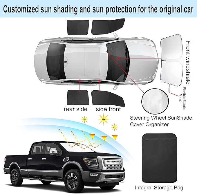 TINGLU Window Shades for Nissan Titan 2020-2024 Accessories Full Windows - Image 3
