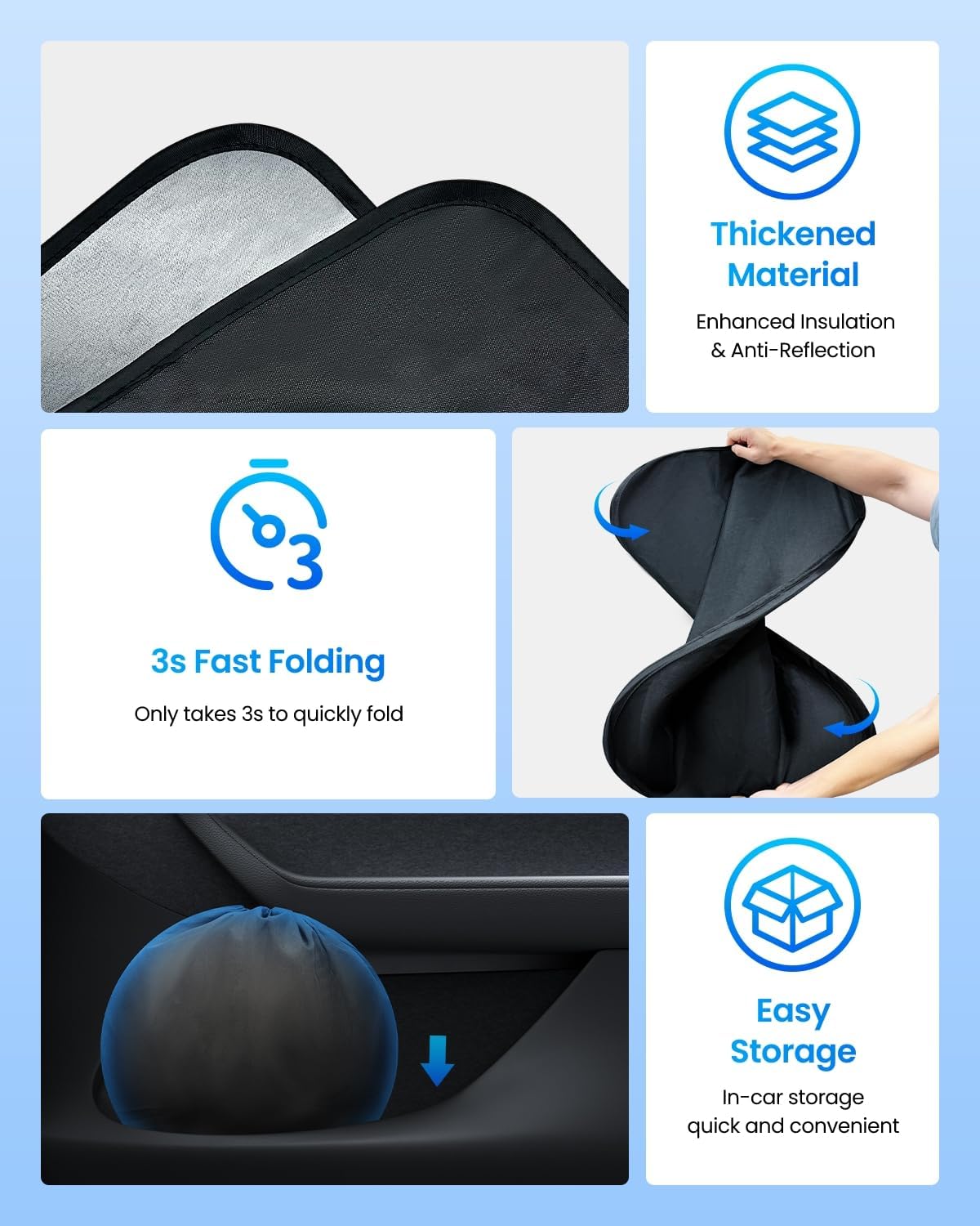 REEVAA Upgraded Tesla Model X Sunshade Windshield [Tailored Fit, 99% Sun Protection] Excellent Foldable and Easy-Use Sunshade Accessories with Storage Bag Fit Model X 2021-2025, Silver Coating