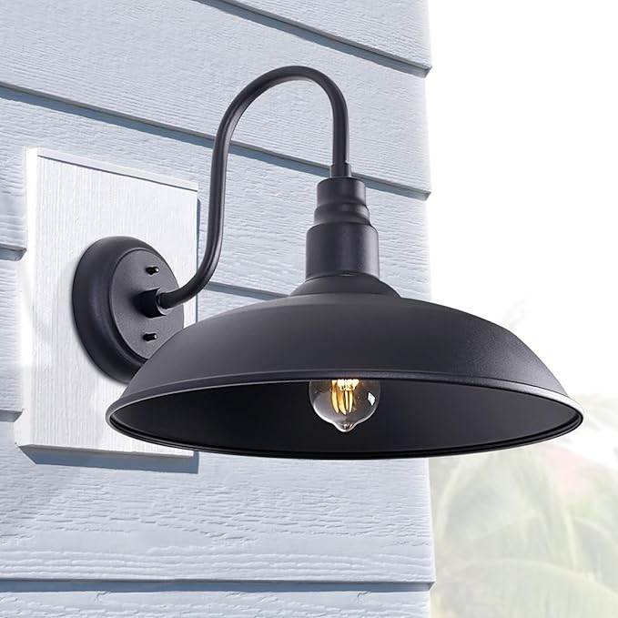 16 Inch Dome Barn Light for Porch, Large Gooseneck Outdoor Light Fixture for - Image 8