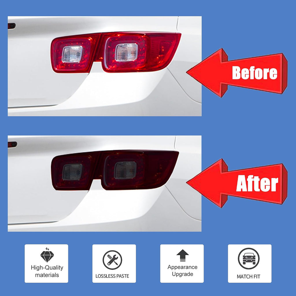STSEV01 Taillight Cover Trim Fit for Chevy Malibu 2013 2014 2015 Accessories LS/LT/LTZ,Tail Light Smoked Black Style Rear Lamp Protective Guards Exterior Decoration
