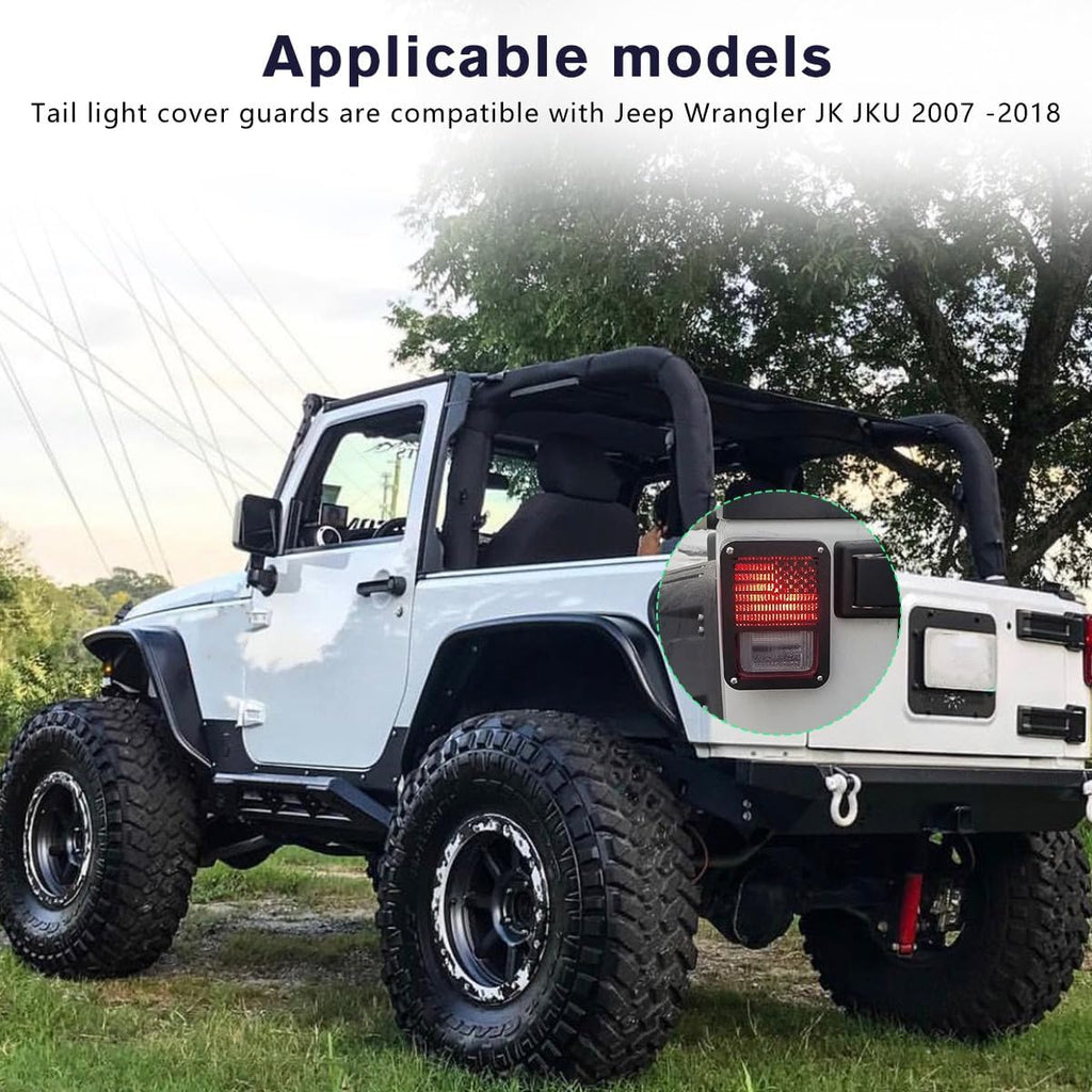Tail Light Cover Compatible with Jeep JK Wrangler 2007-2018, Taillight Guards Covers with US Flag Pattern Decorative Exterior Protector