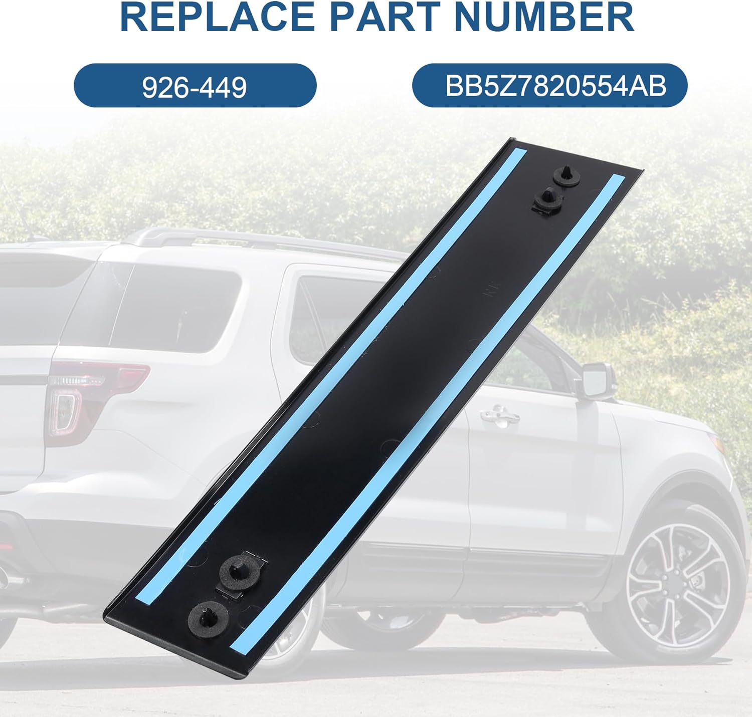 B Pillar Molding Trim 926-449 Front Right Passenger Side Door Applique Replacement for Ford Explorer 2011-2016 BB5Z7820554AB Gloss Black