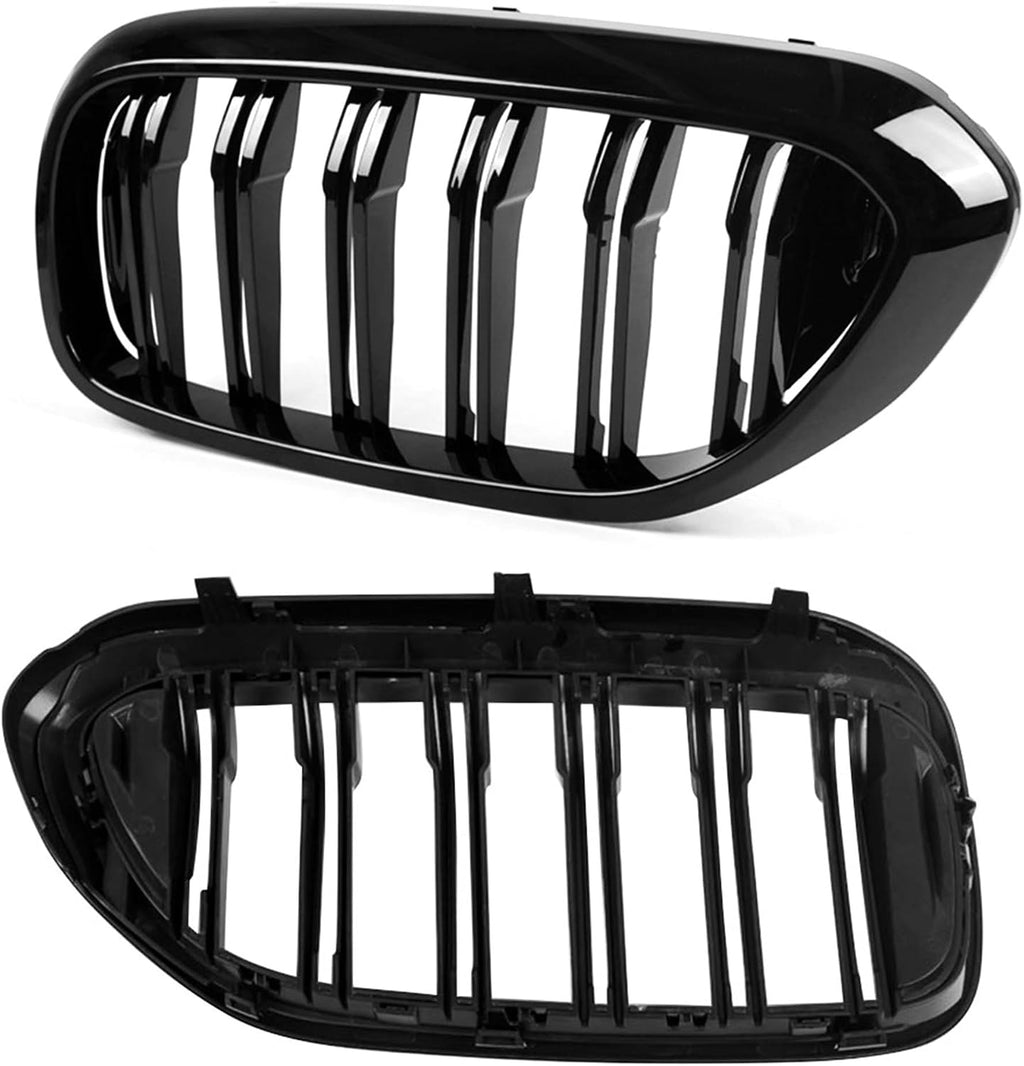 G30 Grille, Black Front Kidney Grille Grill Compatible with BMW 2017-2020 5 Series G30 M5 530e 530i 540i 550i, Gloss Black Double Slats