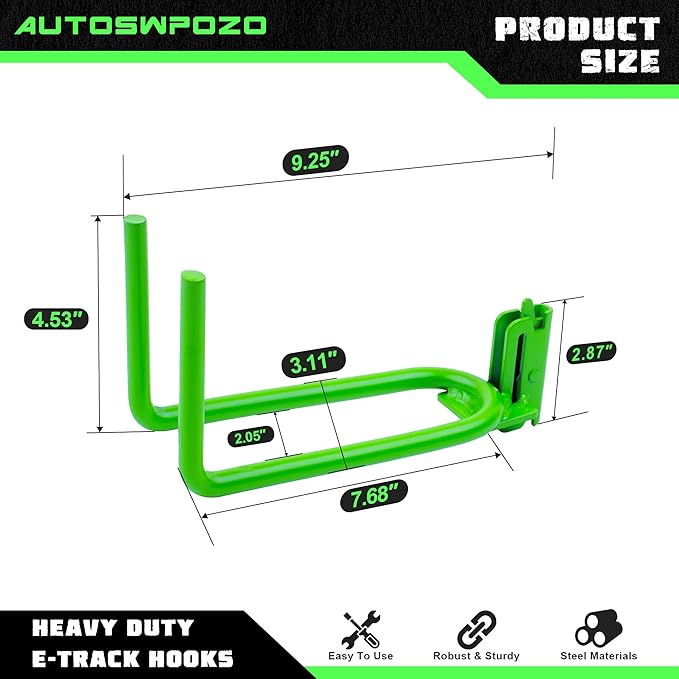 8-Pack E-Track Heavy Duty Shovel/Tool Hanger - Image 2