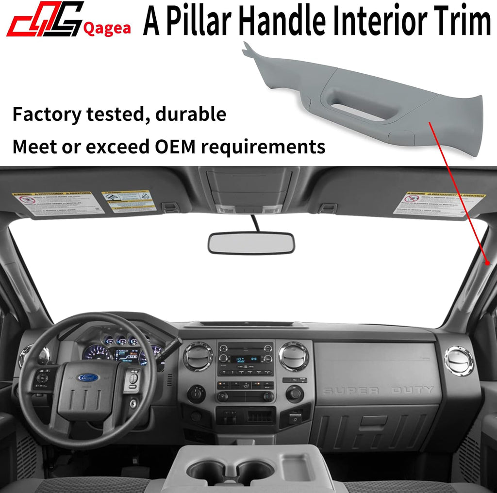 A-Pillar Grab Handle Interior Trim Passenger Right Side Replacement for 2011-2016 Ford F250 F350 F450 F550 Super Duty Replace BC3Z-2503598-AC BC3Z2503598AC(Right, Gray)