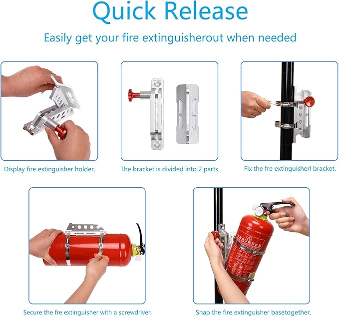 Vehicle Fire Extinguisher Mount Bracket, Aluminum Adjustable Quick Release Roll - Image 5
