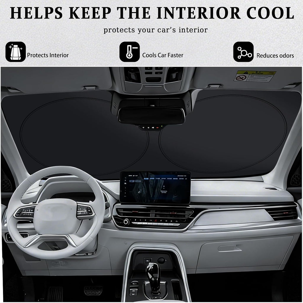 Universal Fit Car Windshield Shade,Car Windshield Sun Shade with Double-Sided Fabric,Foldable Sunshade Windshield 33"*64.5"