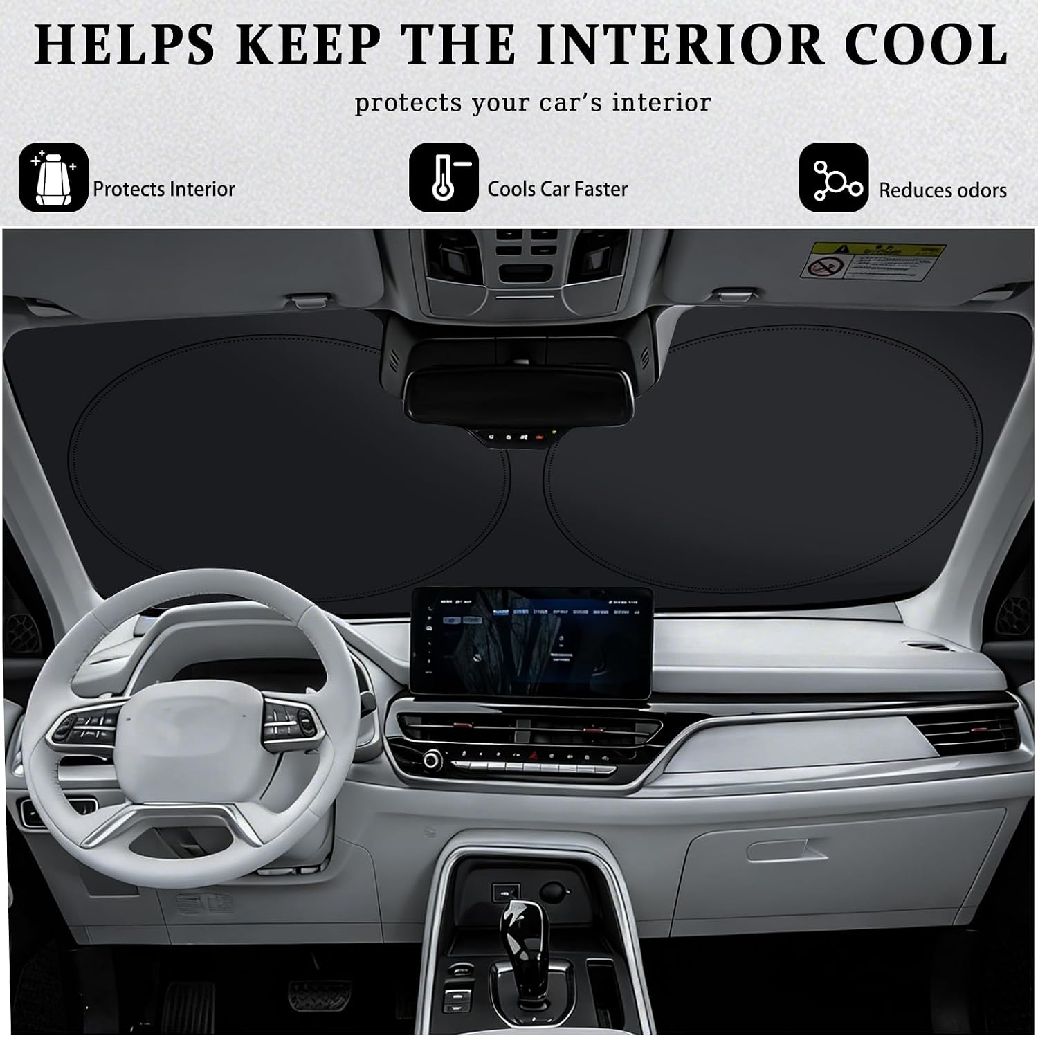 Universal Fit Car Windshield Shade,Car Windshield Sun Shade with Double-Sided Fabric,Foldable Sunshade Windshield 33"*64.5"