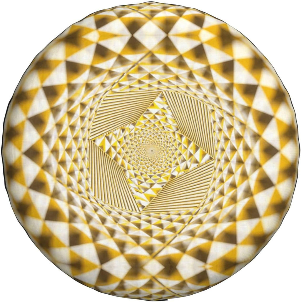 3D Optical Dizziness Yellow Grid Print Universal Spare Tire Cover for Jeep | Wheel Protector Fits Rv, Trailer, Jeep, Shield Tires From Sun, Dirt And Rain For Outdoor Storage