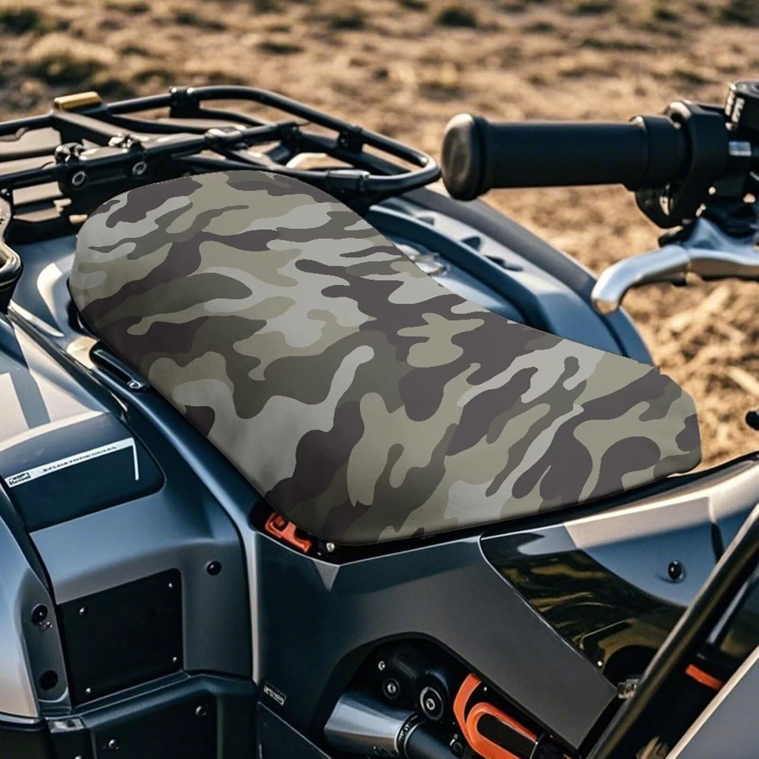 Camouflage Print ATV Seat Cover Waterproof 4-Wheeler Non-Slip Protective Covers Elastic ATV Seat Cover Universal Fit (25×10 Inch), 1 Pack