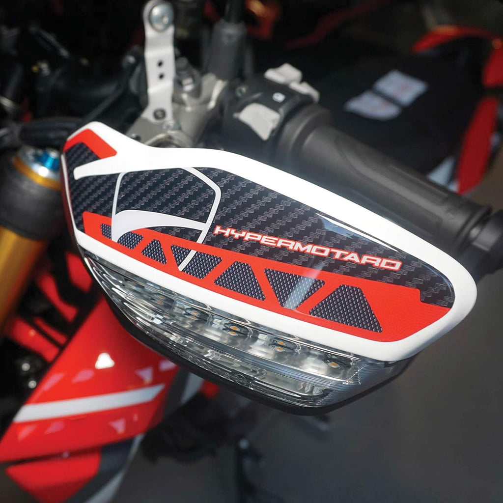 labelbike - 3D Stickers Motorcycle Handguards Protection and Decoration in Resin Compatible with Ducati HYPERMOTARDd 950 SP 2019-2024 Color Carbon Grey Red