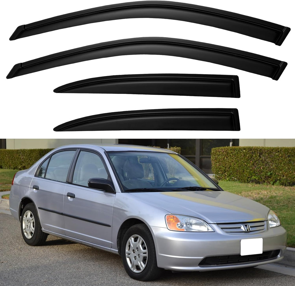 Window Visors Rain Guards for Honda Civic 2001 2002 2003 2004 2005, Out-Channel