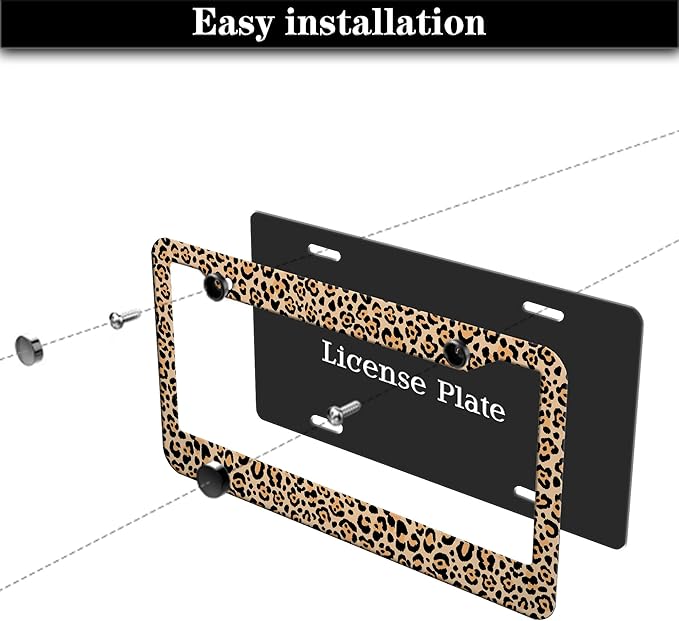 License Plate Frames Leopard Print Fun License Plate Frame Protector Cute - Image 7