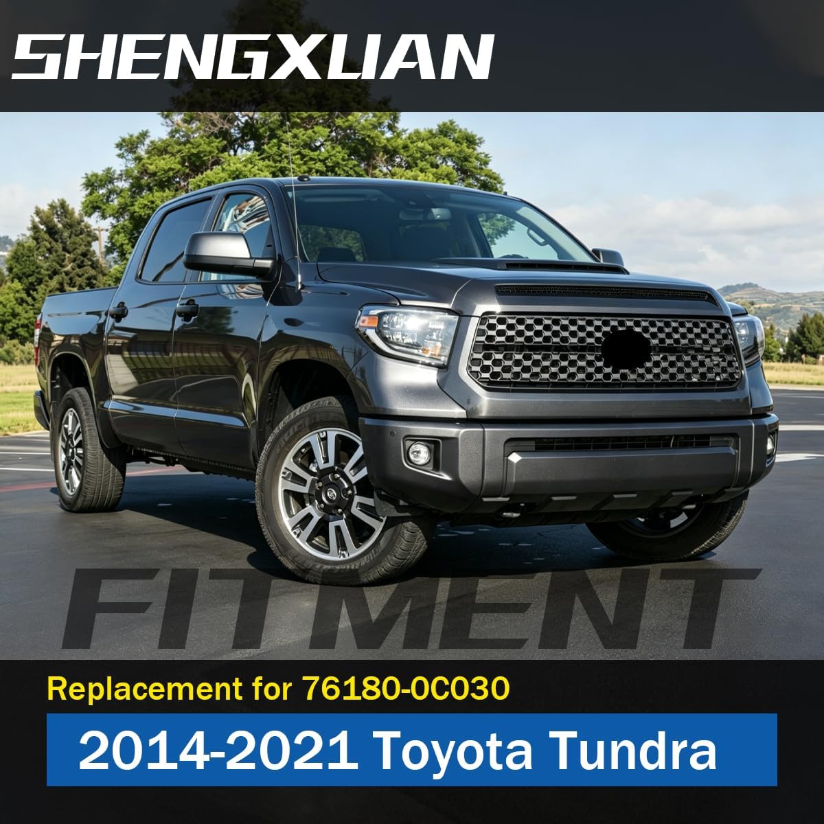 Magnetic Gray Front Upper Scoop Molding Trim Compatible with 2014-2021 Toyota Tundra Truck Front Hood Panel Molding Trim Replace for 76180-0C030