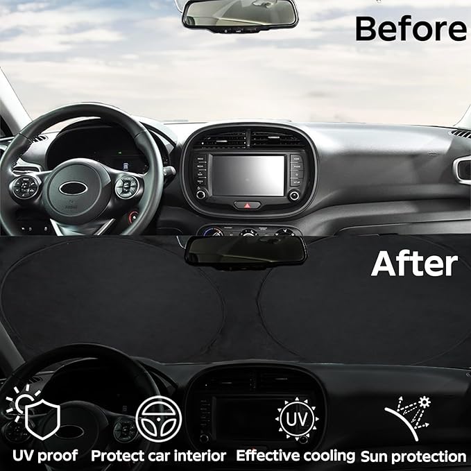 INSAUTO for Soul Windshield Sun Shade Window Sunshade Custom-fit 2020-2026 Kia - Image 2