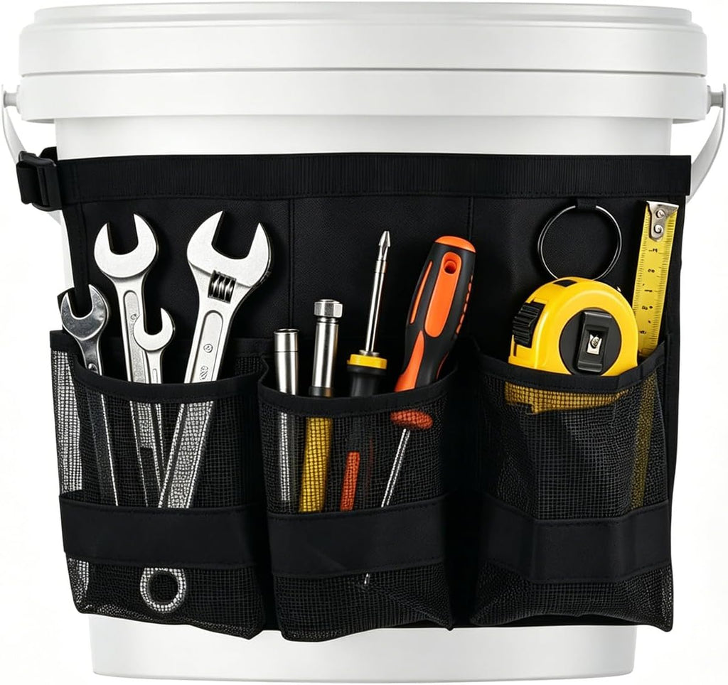 5 Gallon Bucket Tool Organizer,Car Wash Bucket Organizer | Multi-Purpose with 6 Mesh Pockets for Tool Storage,Universal 5 Gallon Buckets Tools Bag for Car Detailing & Care