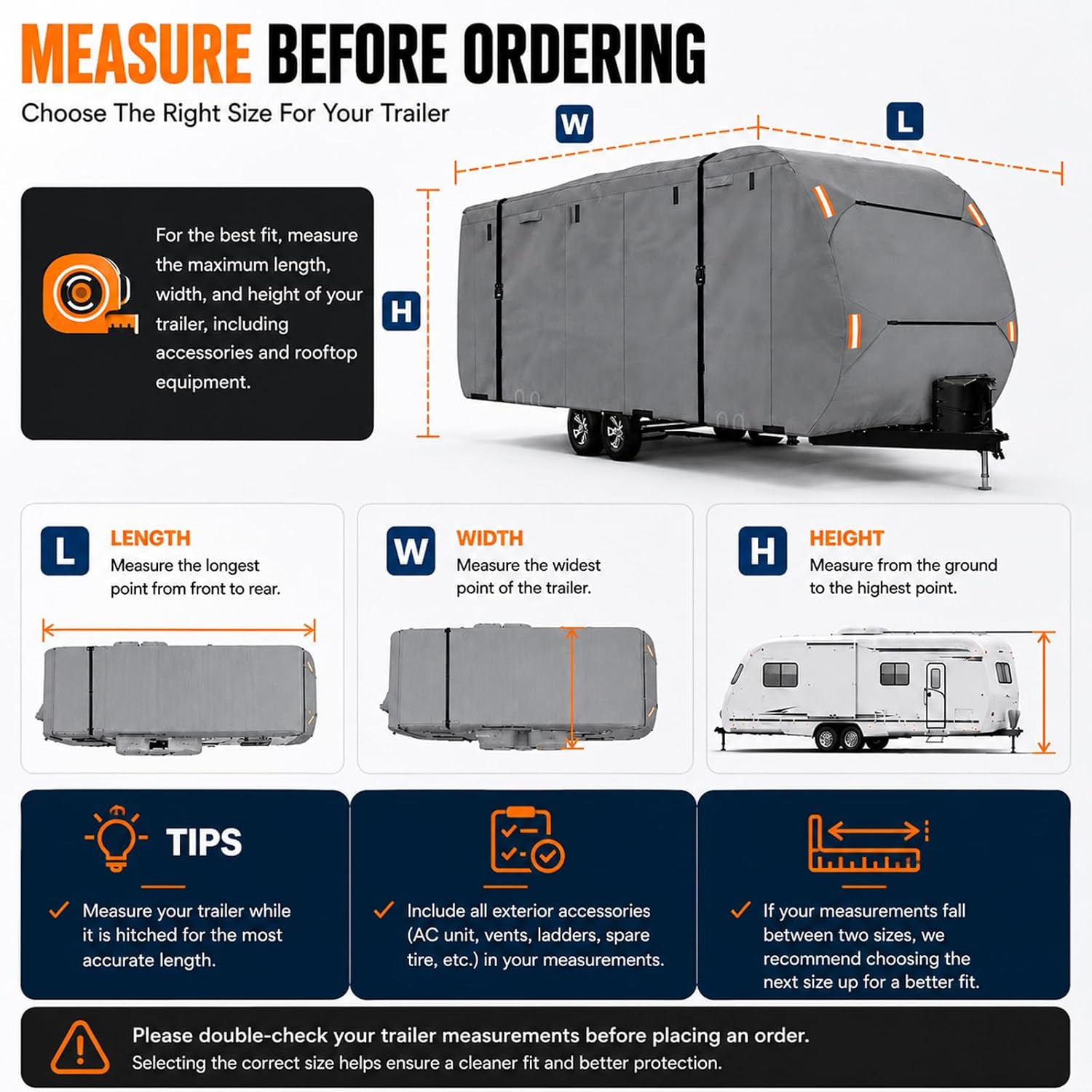 Heavy Duty RV Cover for Outdoors RV Back Country Series 21RWS 2021-2026, Water Resistant Travel Trailer RV Cover with Zipper Access Panels, Travel Trailer Cover for Outdoor Seasonal Storage