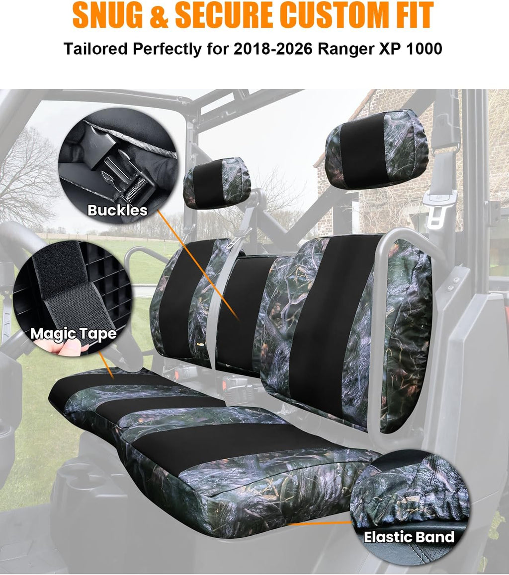 MDPROMCP Ranger XP 1000 Seat Covers, Split Back UTV Seat Covers Compatible with 2018 2019 2020 2021 2022 2023 2024 2025 2026 Polaris Ranger XP 1000, 2020 2021 2022 Ranger 1000 Camouflage