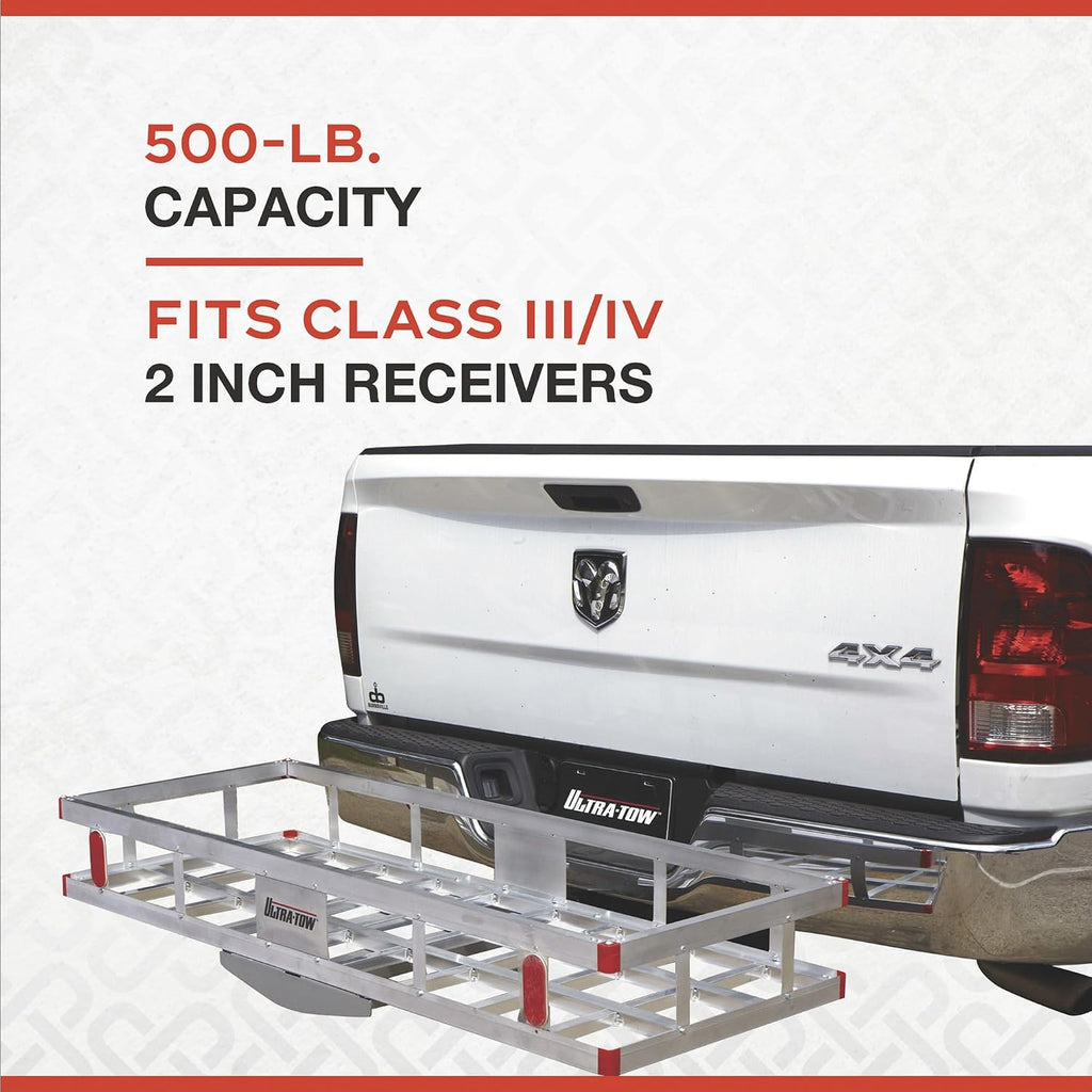 Ultra-Tow Aluminum Hitch Cargo Carrier - 500-Lb. Capacity, Silver, 60in. x 22.5in. x 8in.H