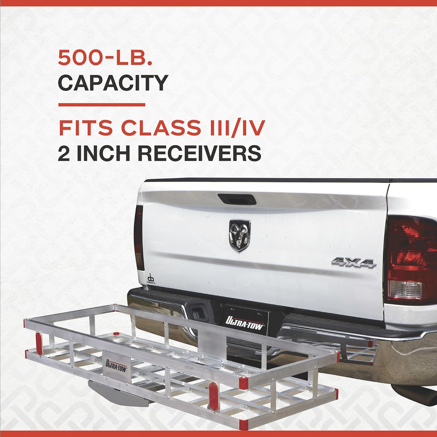 Ultra-Tow Aluminum Hitch Cargo Carrier - 500-Lb. Capacity, Silver, 60in. x 22.5in. x 8in.H