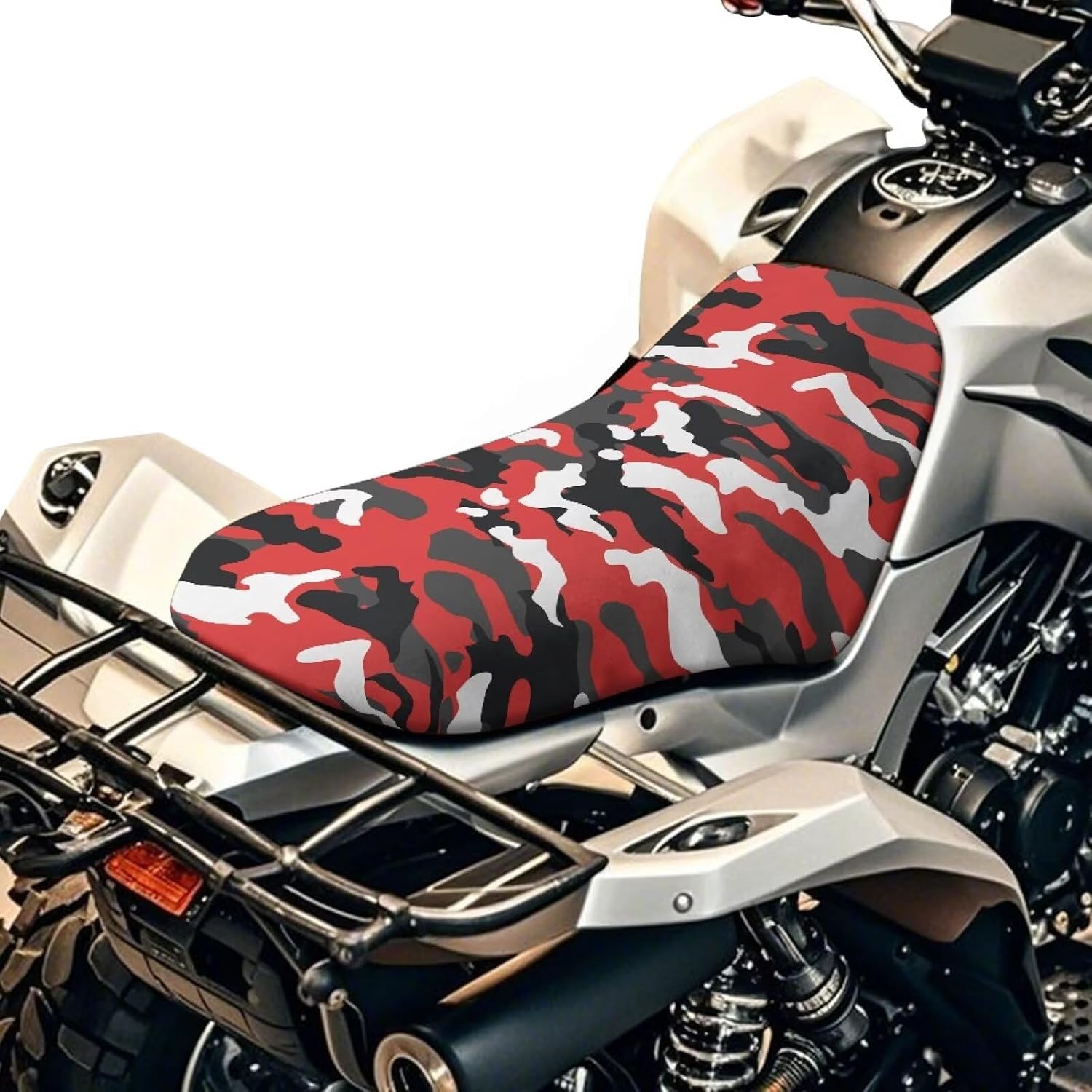 Red Camo ATV Seat Cover Waterproof Universal Fit Most Four-Wheeler Anti-Slip & Tear-Resistant Four Wheeler Seat Cover ATV Accessories, 1 Pack