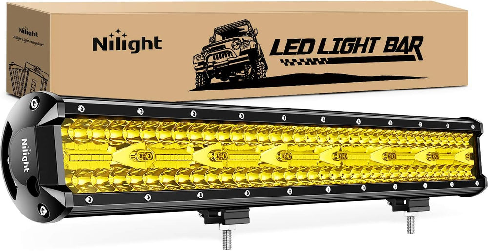 Nilight LED Light Bar 20Inch 420W Yellow Flood Spot Combo Triple Row Driving ...