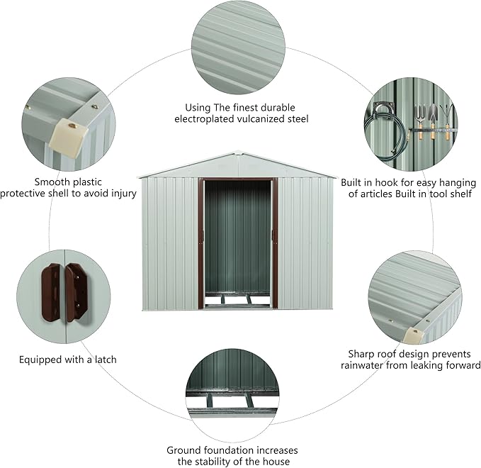 6x5 FT Outdoor Storage Shed, Metal Garden Shed - Image 3