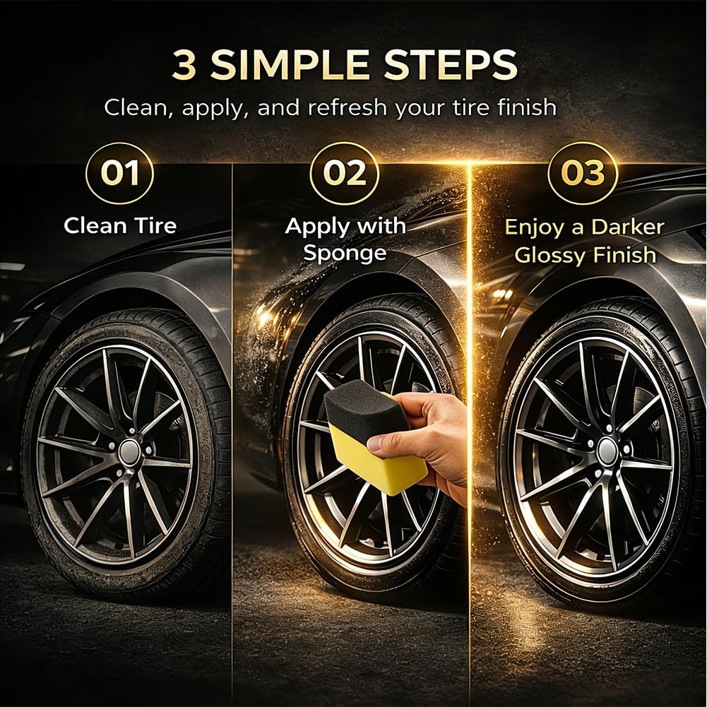 Tyre Nourish Cream, Powerful Wheel Cleaning Refurbish Wax, Restores Black Gloss for Cars, Uv Protection And Waterproof Coating, Long-Lasting Tire Shine Gelfor for Car Tires (1pcs)