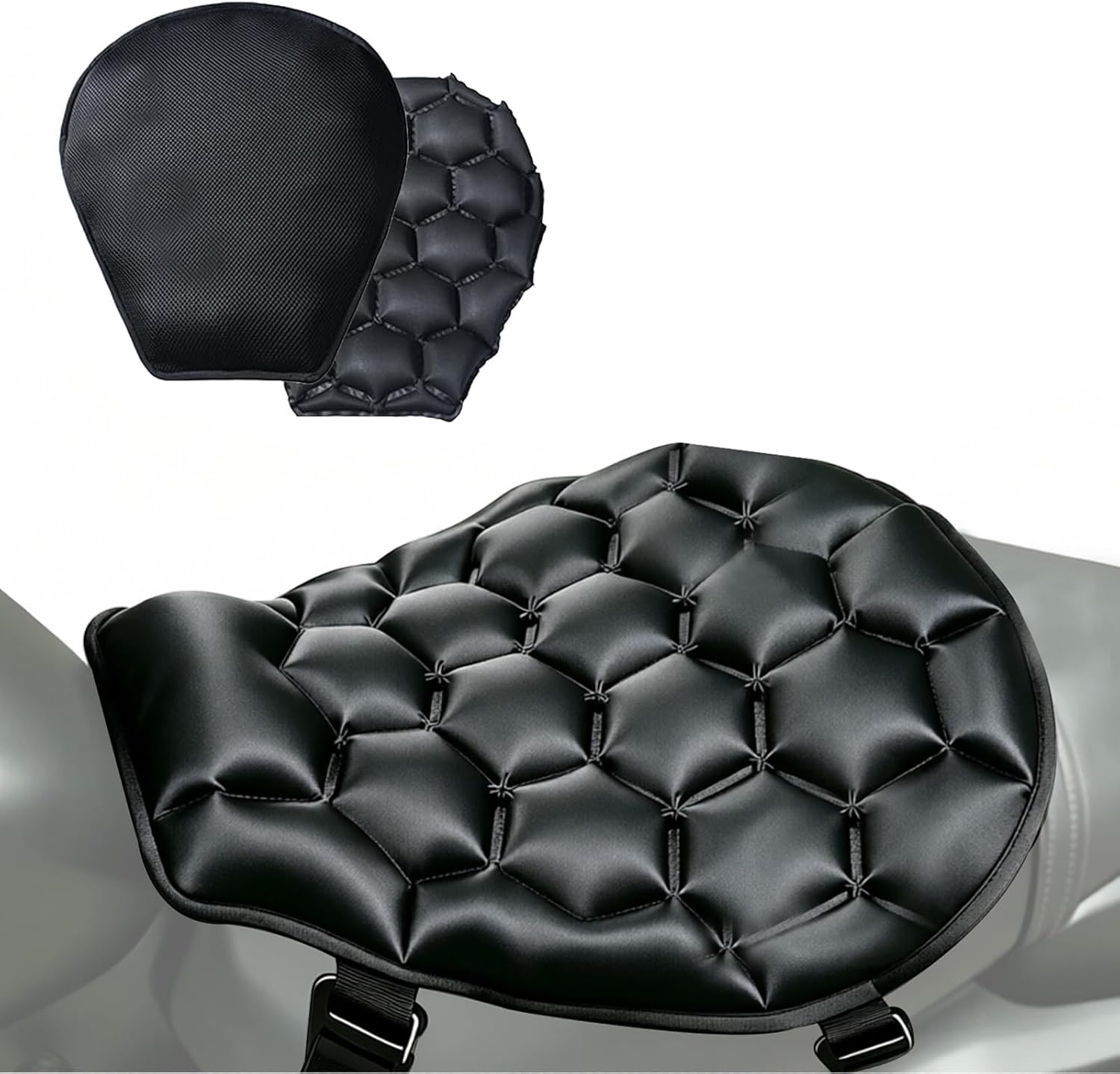 Foldable Motorcycle Seat Cushion with Air and Water Filling, Air Convection Bladder Motorcycle Seat Pad for Pressure Relief and Shock Absorption on Suitable for Long and Short Distance Cycling