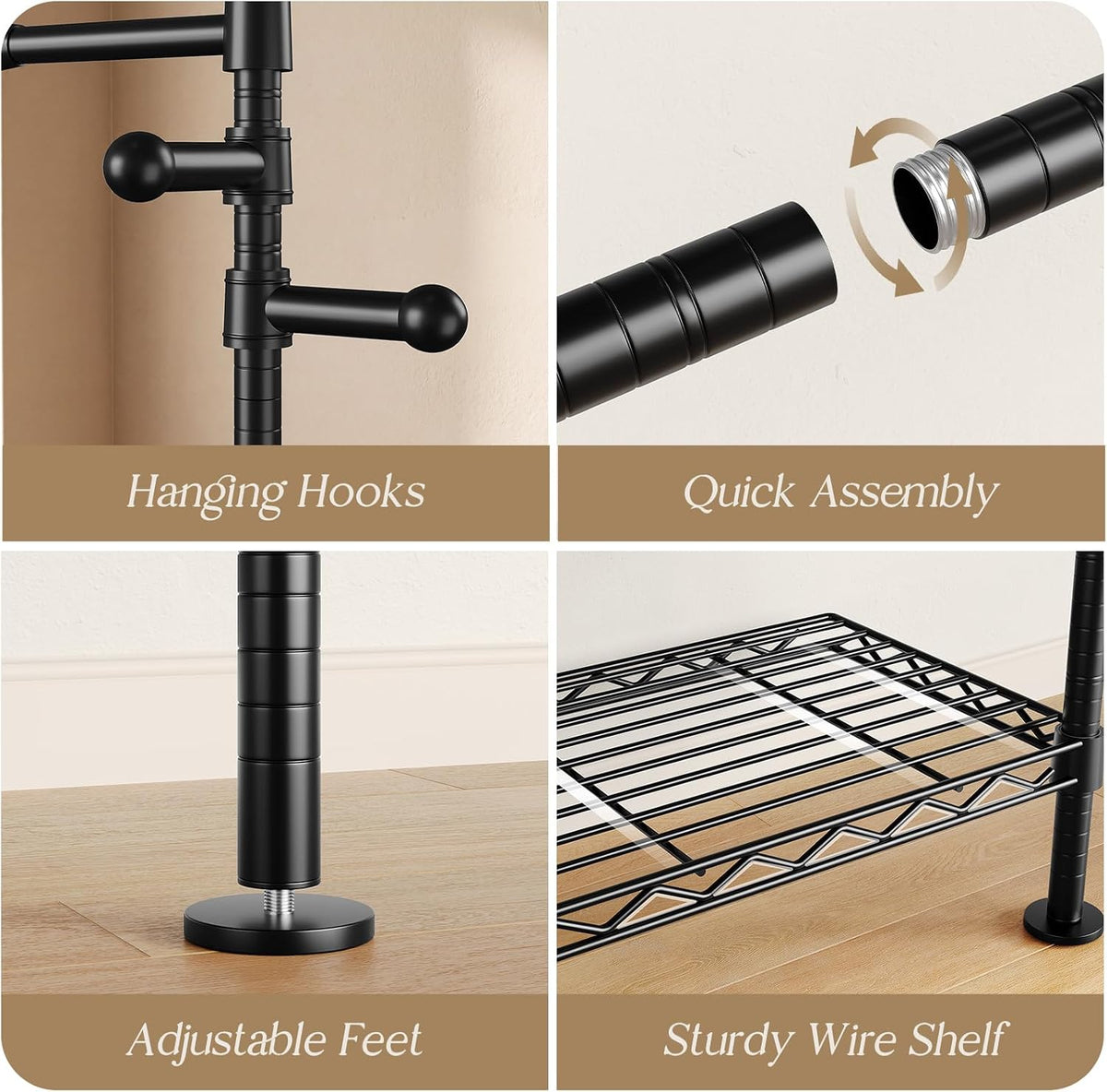 wall mounted closet system, heavy duty 2-row clothes, package contents