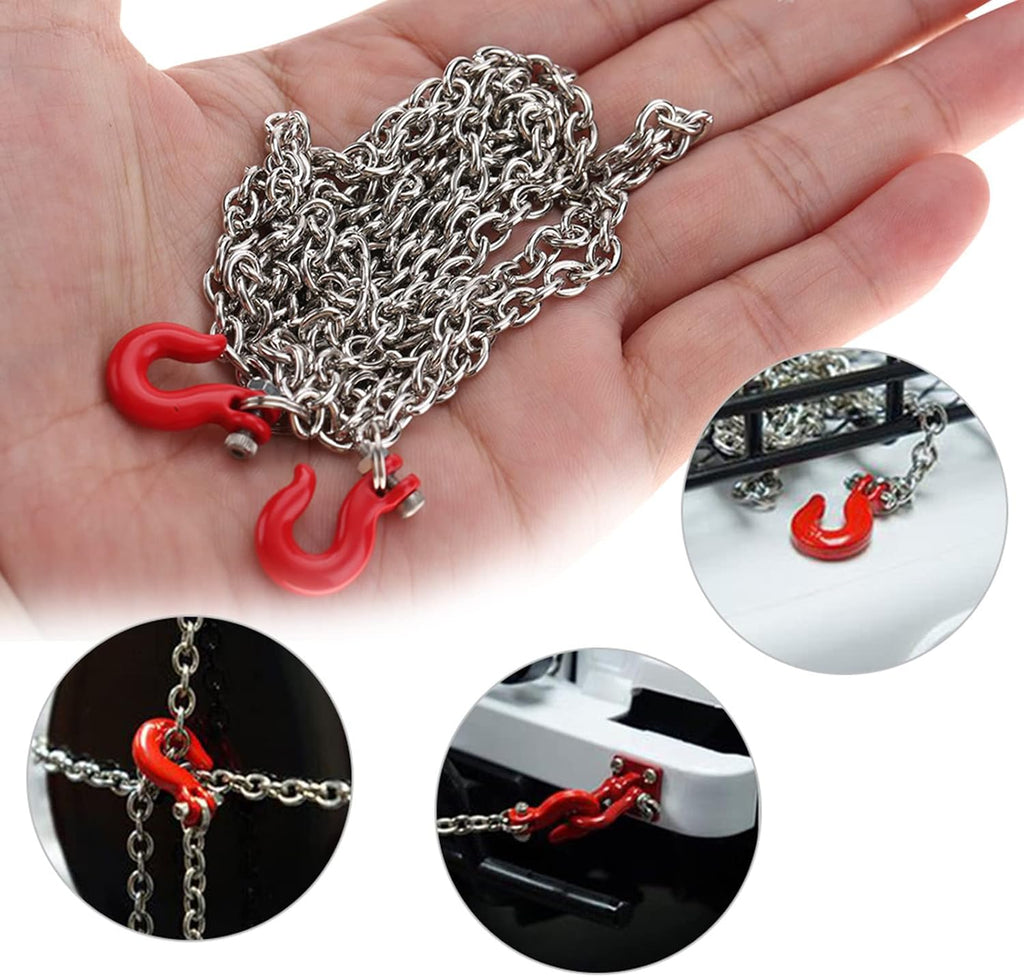 RC Tow Hook Chain, Metal Lightweight Durable, with U Shaped Pull and Buckle Components, for 1/10 Scale RC Crawler Car Hsp