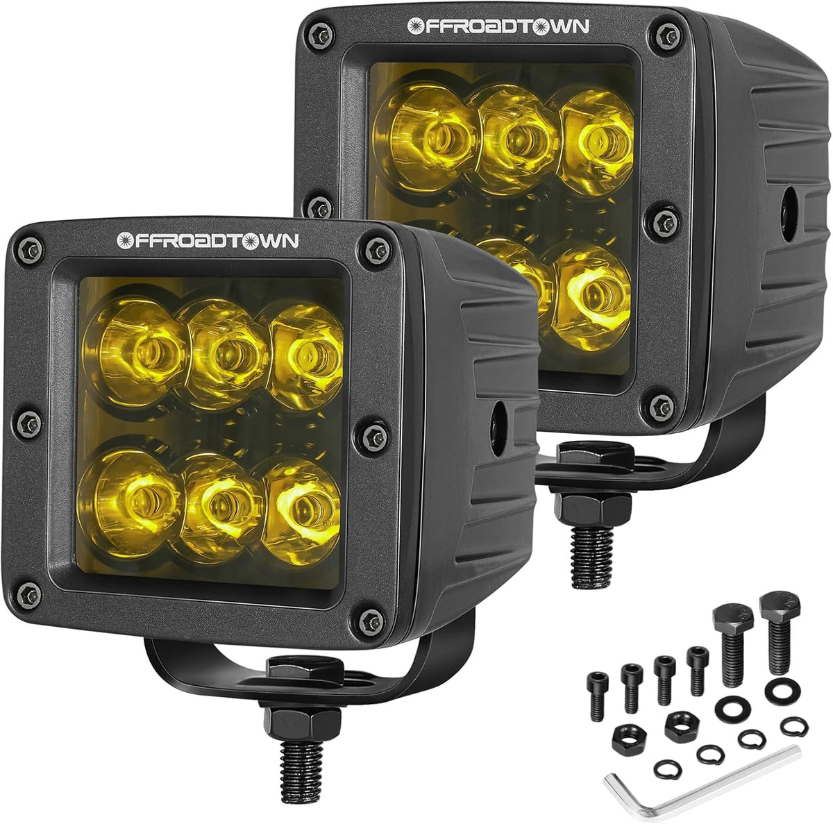 amber led cubes, offroadtown led pods 2pcs 3inch, main product view