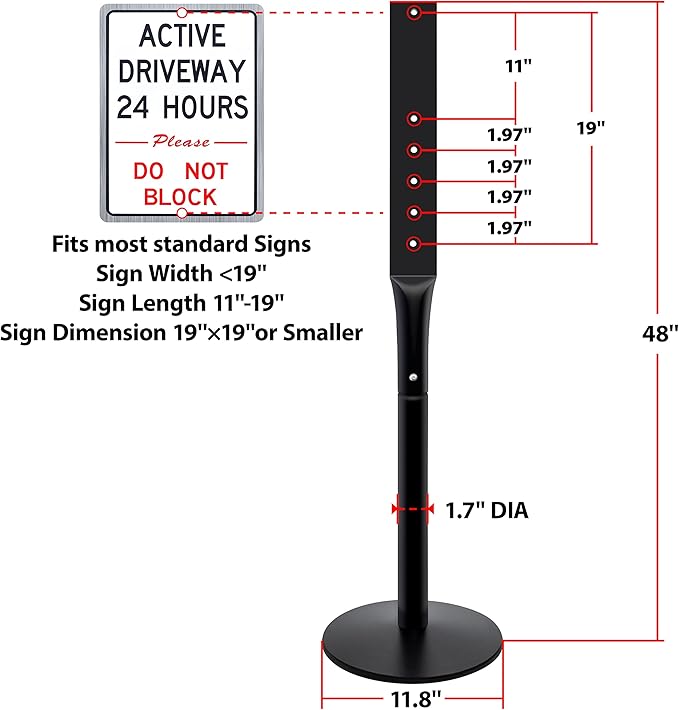 Heavy Duty Parking Sign Base Cast Iron 48" Parking Sign Post, Heavy Duty Cast - Image 3