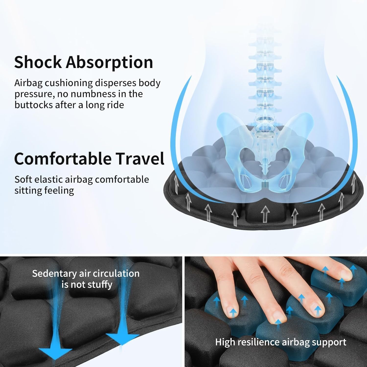 Motorcycle Seat Cushion 3D Air Pad for Honda CB300R 2018–2026, Shock Absorbing Breathable Seat Cover for Long Rides, Comfort Driver & Passenger Anti-Slip Cushion