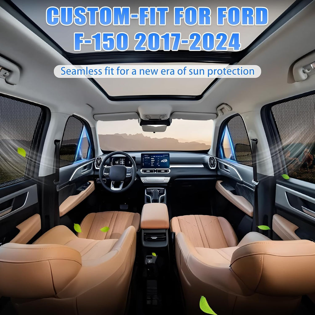 ZATOOTO Car Window Shades for Ford F-150 2015-2020, Car Window Covers for Baby Breathable Mesh Screen Blocking 99% of UV Rays and Glare, Privacy Protection for Camping and Napping