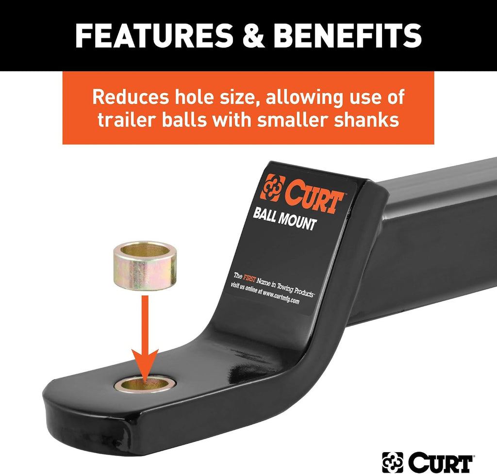 CURT 21100 Trailer Hitch Ball Hole Reducer Bushing, Reduces 1-Inch Diameter to 3/4-Inch Stem