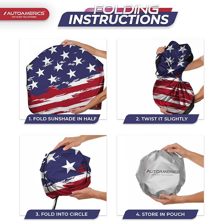 Autoamerics 1-Piece Windshield Sun Shade USA Art Flag - Image 8