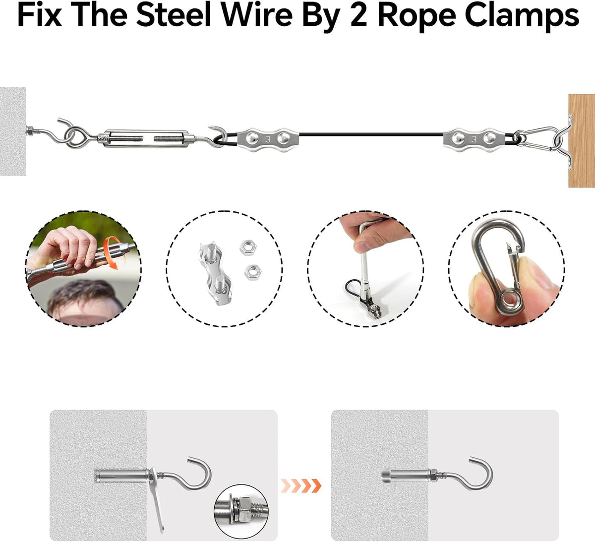 uze string light hanging kit, 300 ft coated, package contents