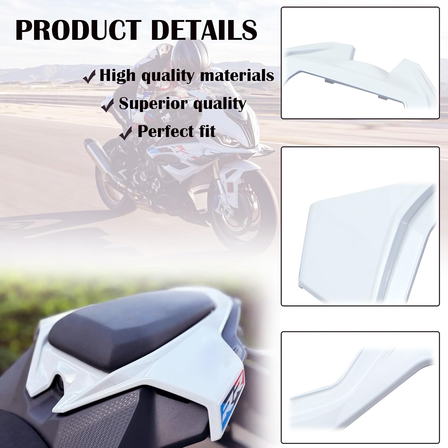 Motorcycle Cover Cowl Fairing Kit Fits for S1000RR M1000RR 2023 2024 2025 Rear Tail Fairing (White)