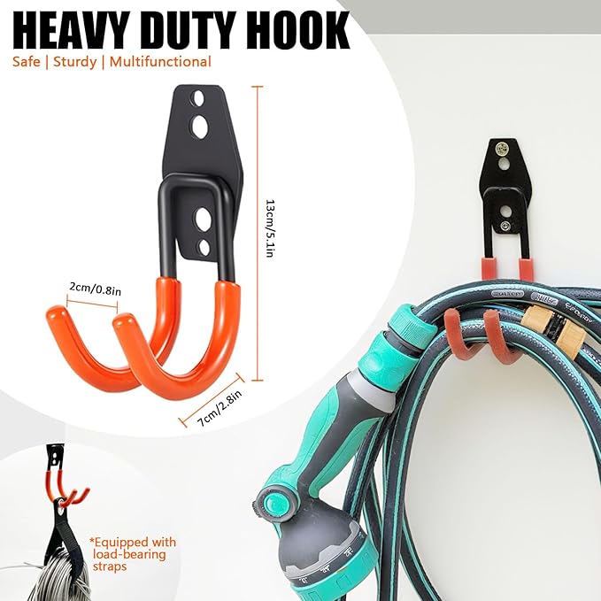 Heavy Duty Garage Storage Hooks，2 Pack Anti-Slip Coating, Wall Mount Storage - Image 2