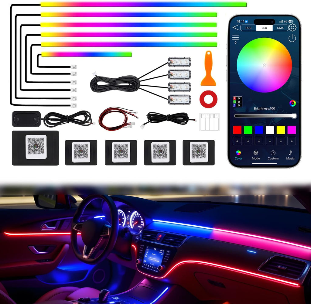 dreamcolor acrylic interior car led strip lights, 10, main product view