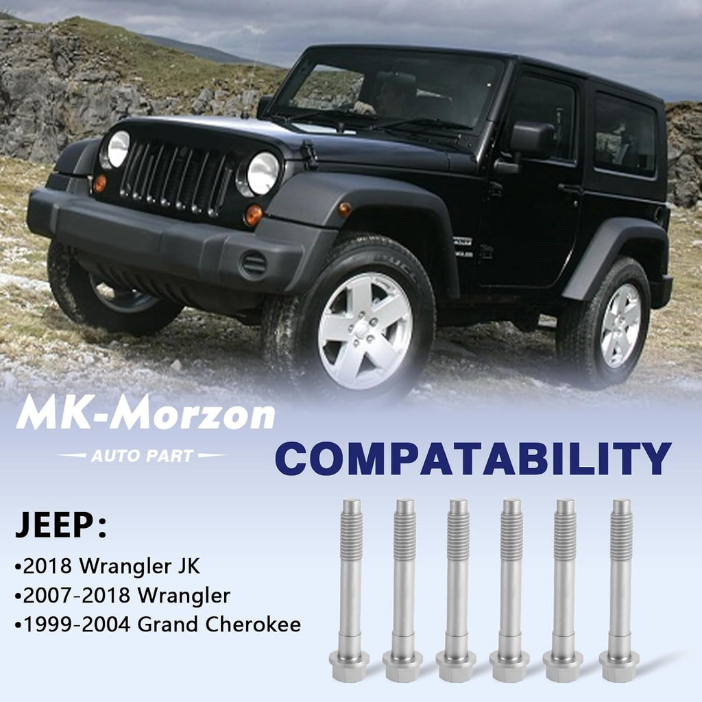 926-173 Front Wheel Hub Bolt Compatible with J-eep 2007-2018 Wrangler 2018 Wrangler JK 1999-2004 Grand Cherokee Wheel Bolts Replace# 5012436AA, 5012436AB (6Pcs)
