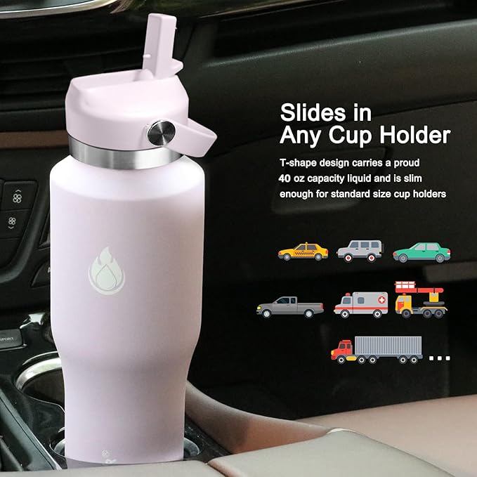 SENDESTAR 40oz Water Bottle Wide Mouth Stainless Steel Vacuum Insulated Double