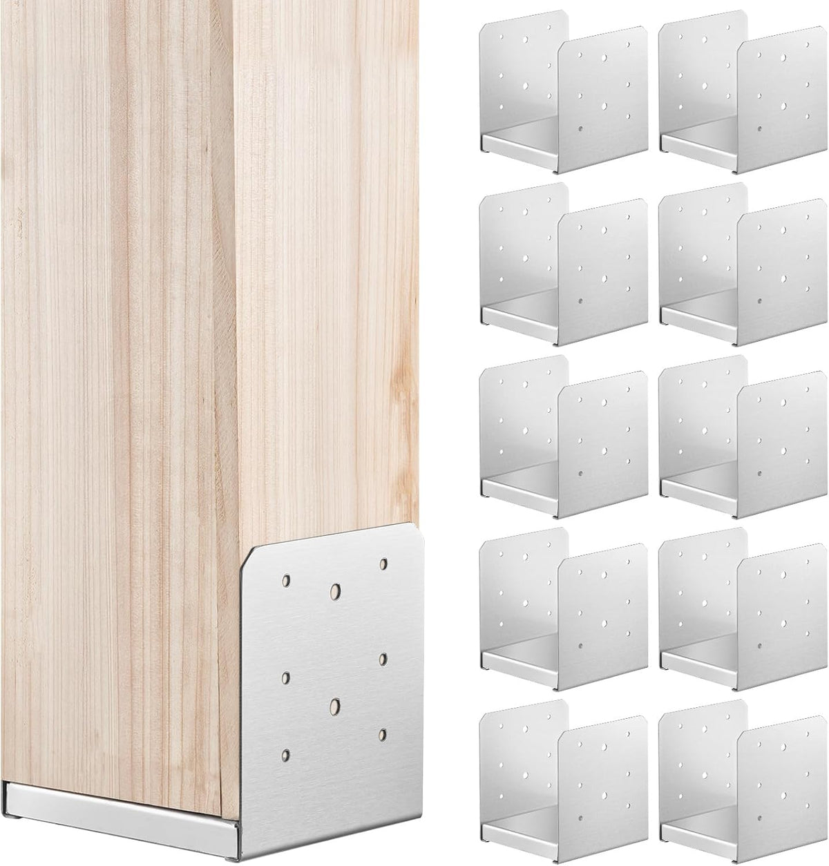 vevor post base, 10pcs 6"x 6" stainless steel, main product view