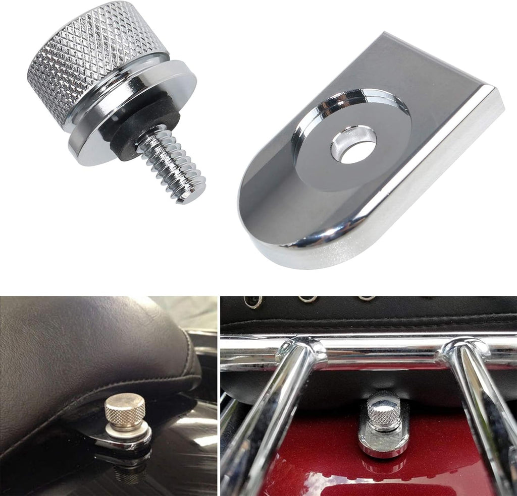 Silvery Chrome for Harley Seat Bolt | Stainless Steel Bolt/Screw with Mounting Knob Cover | Compatible for Harley-Davidson 1996-2024